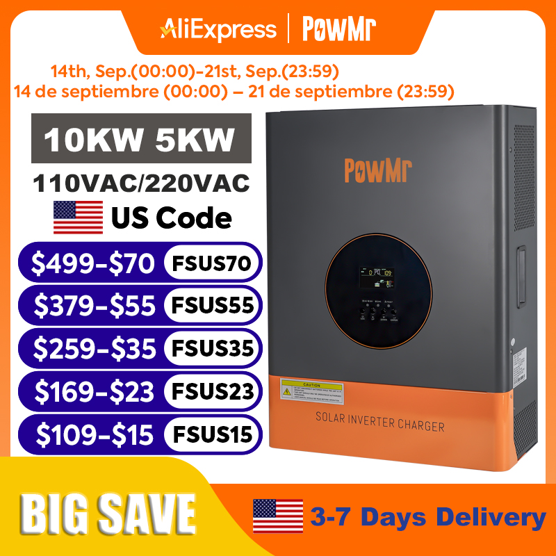 PowMr 10KW 5KW Split Phase Inv - Drone Solar Charger review and price